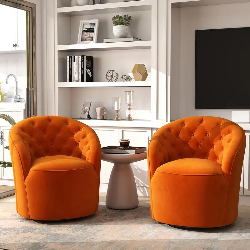 SEYNAR Fauteuil pivotant à 360 degrés en velours moderne avec dossier capitonné - Lot de 2
