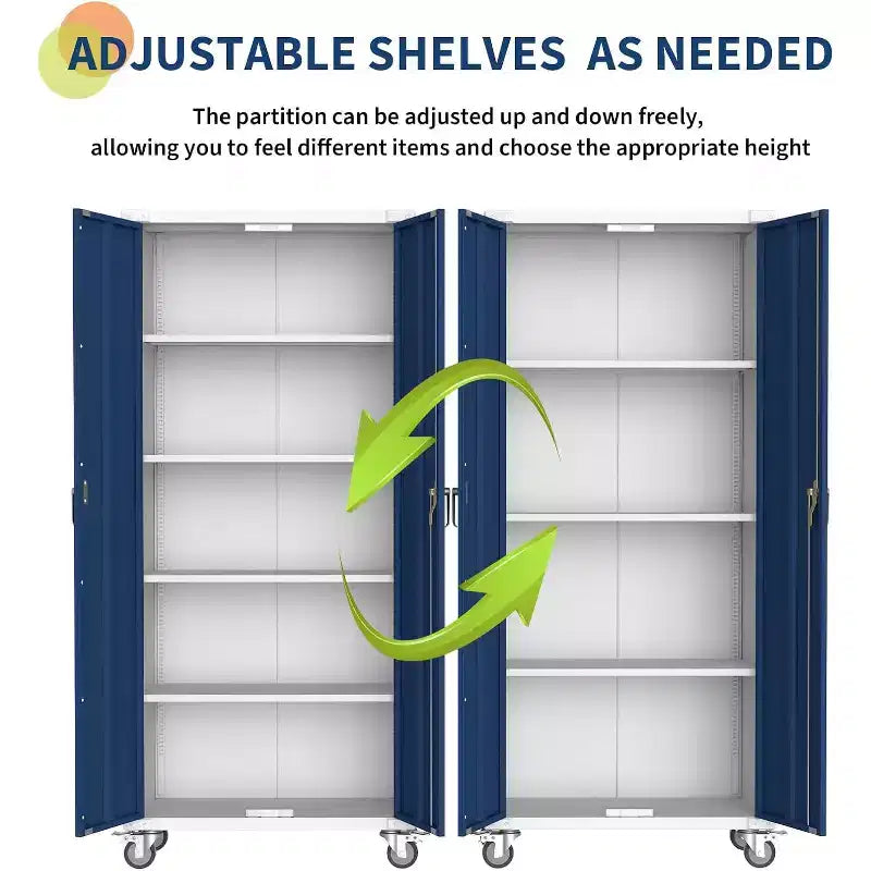 Armoire de rangement en acier de 180 cm avec portes verrouillables et 4 étagères réglables, meuble métallique robuste pour abri de voiture/bureau/garde-manger, conception antirouille