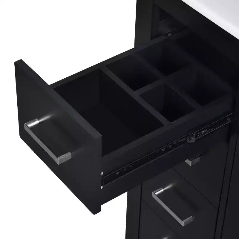 Meuble-lavabo simple de 76 cm avec armoire et 3 tiroirs – Noir / Bleu / Vert / Indigo / Blanc