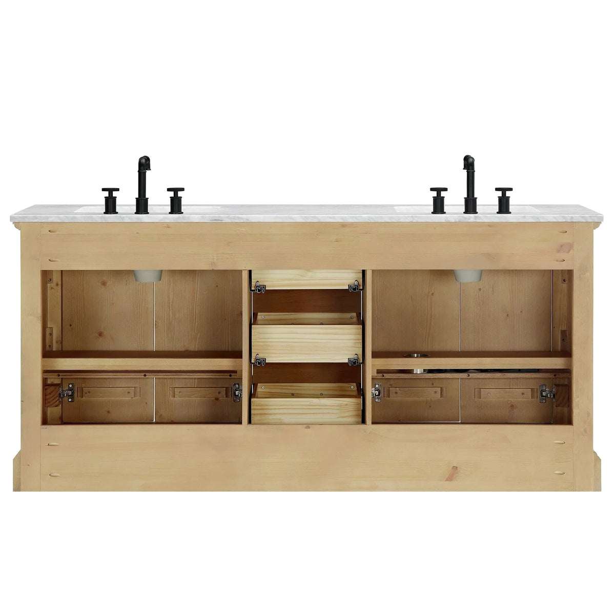 Meuble sous-vasque Hervas avec plateau en marbre naturel, sans miroir