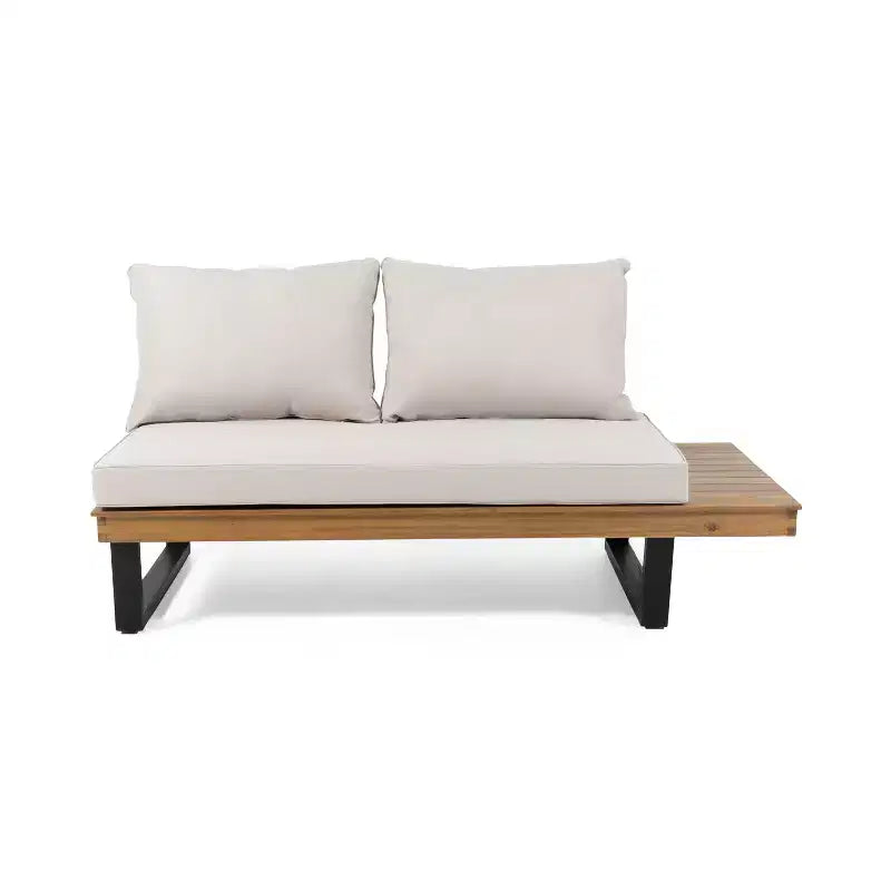 Canapé d'angle d'extérieur en forme de L, ensemble de loisirs pour patio, ensemble de sièges de conversation de jardin avec table basse et coussins résistants à l'eau - ModernLuxe