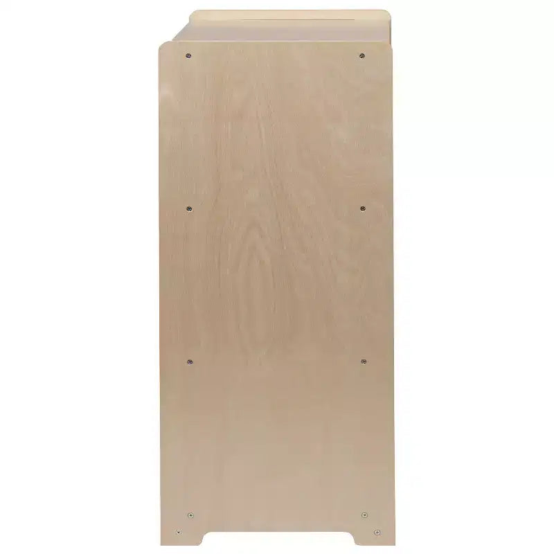 Wooden 3-Section School Classroom Storage Cabinet, Kid Friendly Design, 36"H, Natural