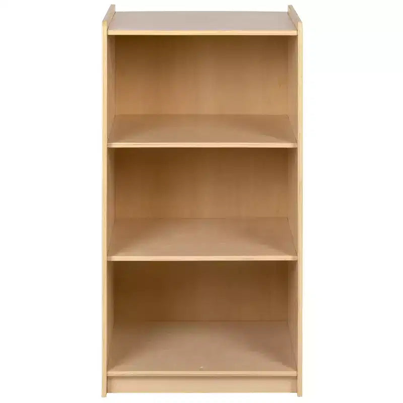 Wooden 3-Section School Classroom Storage Cabinet, Kid Friendly Design, 36"H, Natural