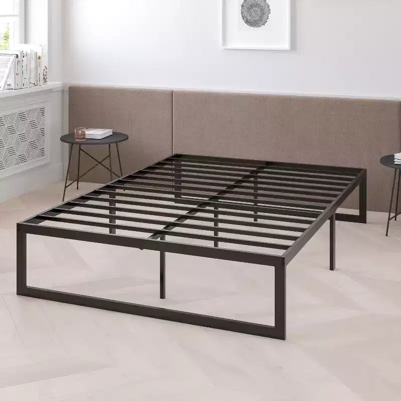 14" Metal Platform Bed Frame with 12" Memory Foam Pocket Spring Mattress in a Box (No Box Spring Required)