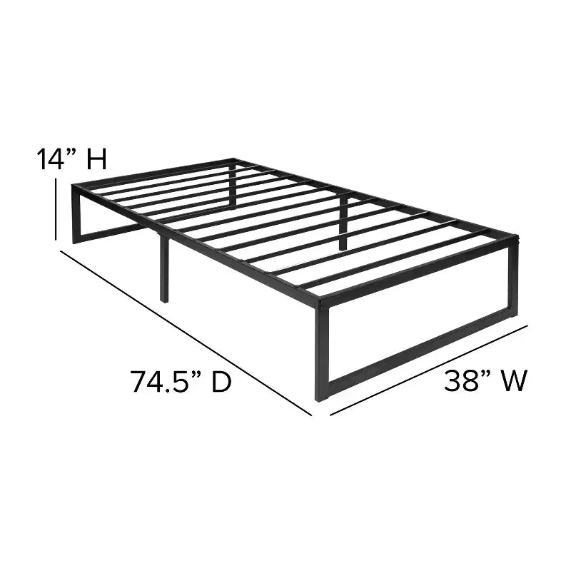 14" Metal Platform Bed Frame with 12" Memory Foam Pocket Spring Mattress in a Box (No Box Spring Required)