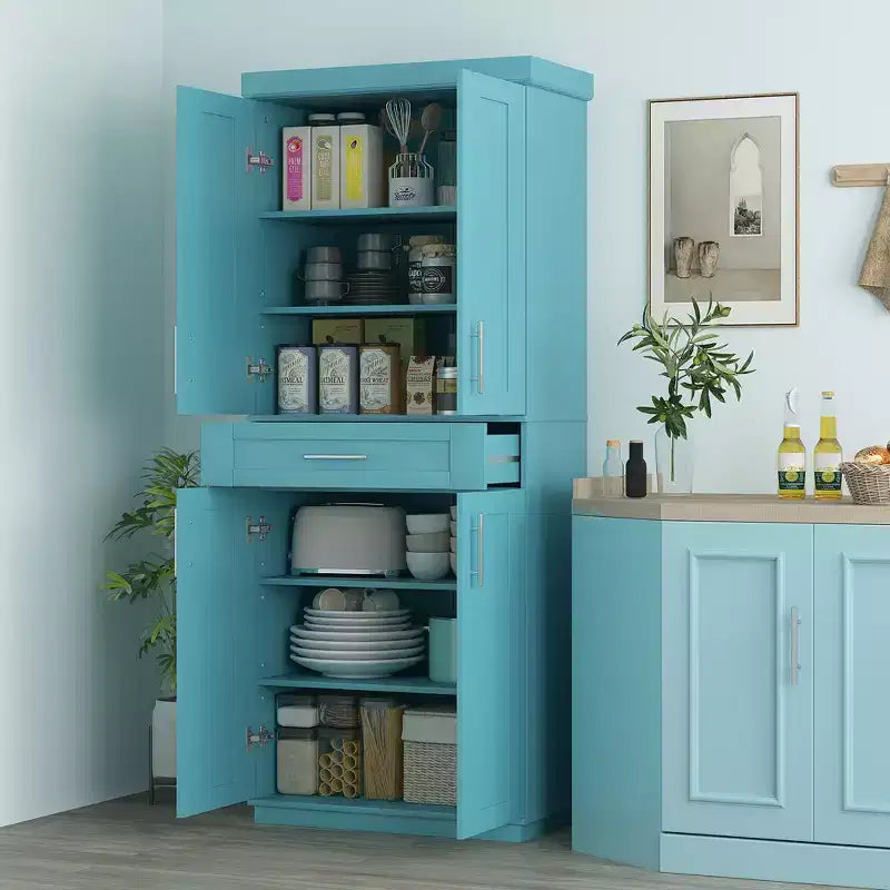 Meuble de cuisine autoportant avec portes et tiroir, étagères réglables