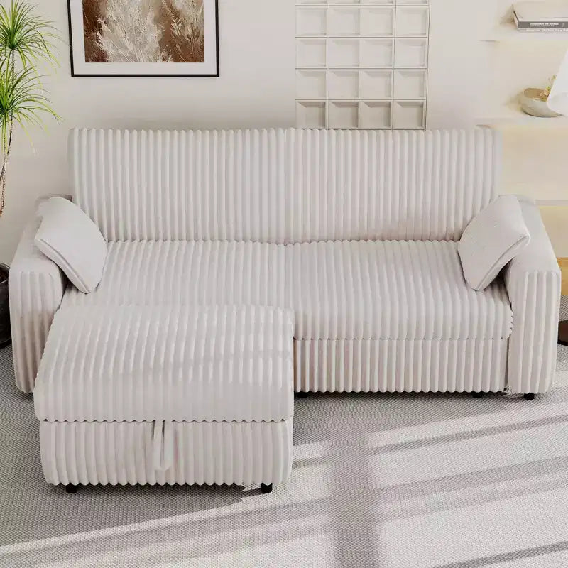 Canapé d'angle modulaire en velours côtelé Dyonery avec housses lavables