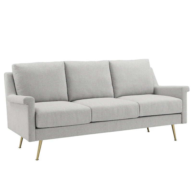 Canapé Cade en tissu gris avec pieds en métal doré par iNSPIRE Q Modern