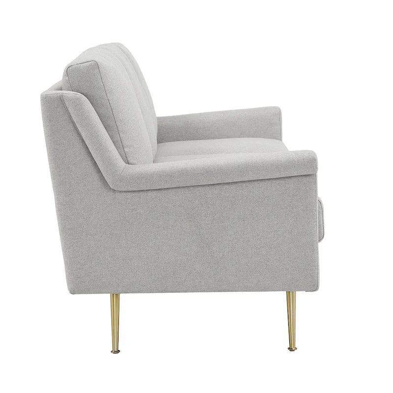 Canapé Cade en tissu gris avec pieds en métal doré par iNSPIRE Q Modern