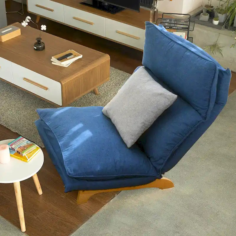 Chaise longue de loisirs pliante inclinable en tissu bleu – 48,00 x 27,56 x 37,01