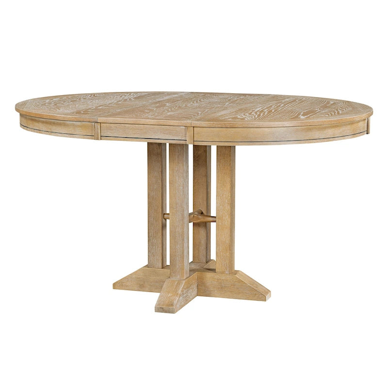 TREXM Table à manger de style rustique, table ronde extensible pour cuisine et salle à manger