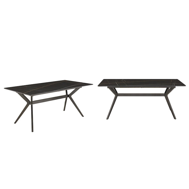 Table à manger Vaduz 70, base en métal gris fer, pour 4-6 personnes