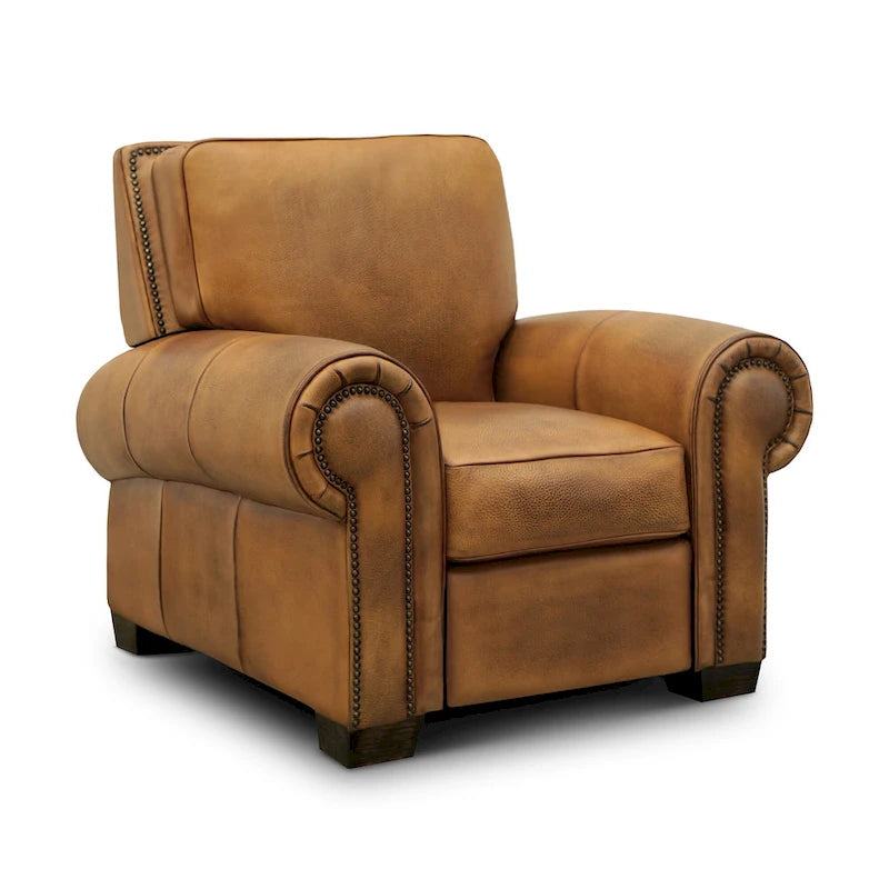 Fauteuil inclinable traditionnel en cuir pleine fleur vieilli à la main Valencia