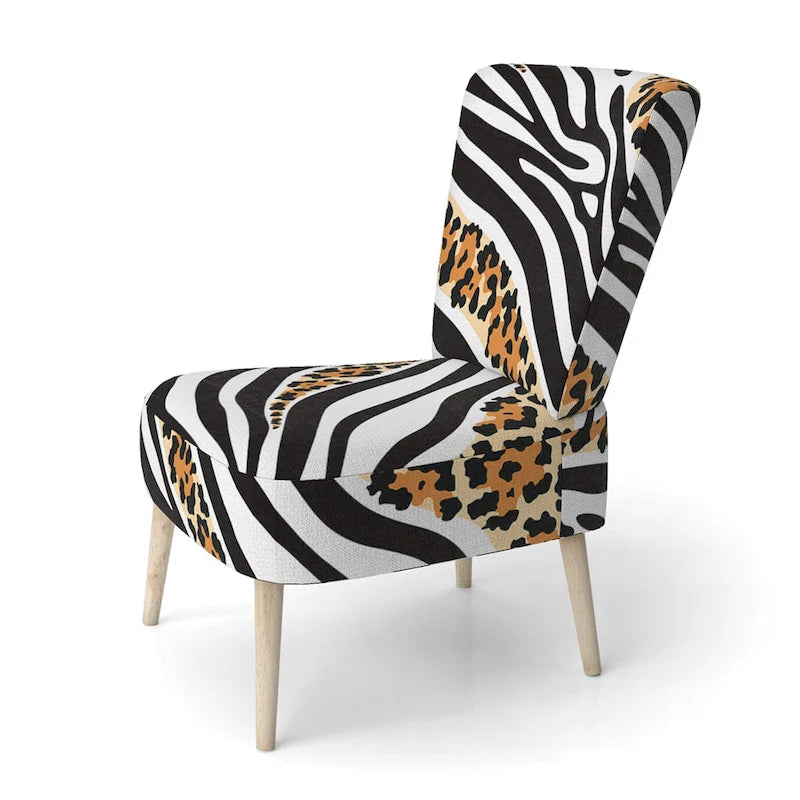 Chaise d'appoint et fauteuil Designart « Zebra and Leopard Mix Pattern III » rembourrés pour cabine et chalet