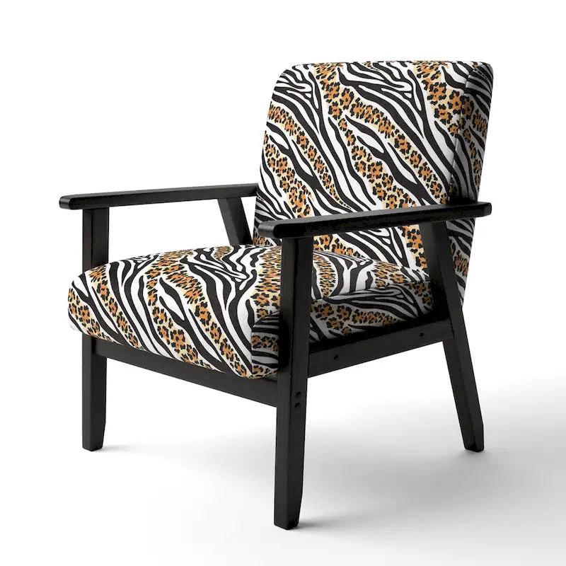 Chaise d'appoint et fauteuil Designart « Zebra and Leopard Mix Pattern III » rembourrés pour cabine et chalet