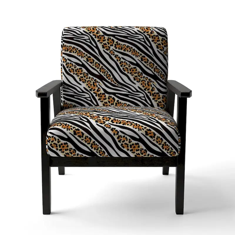 Chaise d'appoint et fauteuil Designart « Zebra and Leopard Mix Pattern III » rembourrés pour cabine et chalet