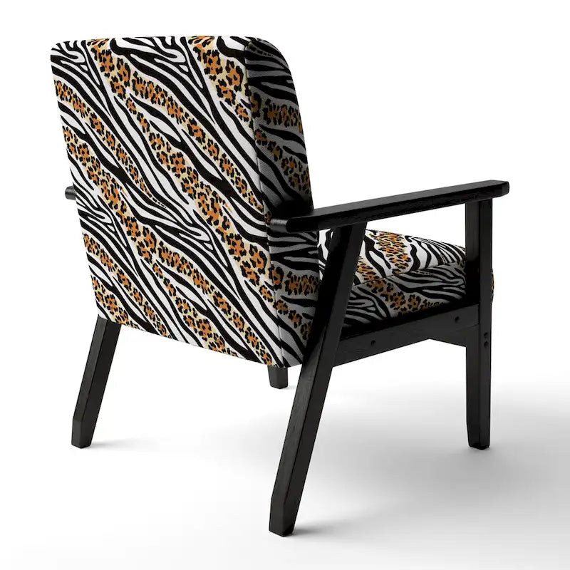 Chaise d'appoint et fauteuil Designart « Zebra and Leopard Mix Pattern III » rembourrés pour cabine et chalet