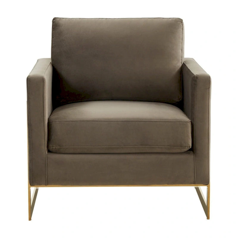 Fauteuil d'appoint en velours LeisureMod Lincoln de style milieu de siècle avec cadre doré - 34