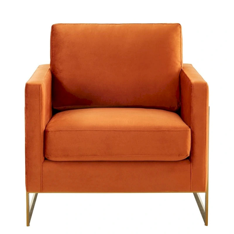Fauteuil d'appoint en velours LeisureMod Lincoln de style milieu de siècle avec cadre doré - 34