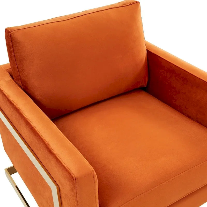 Fauteuil d'appoint en velours LeisureMod Lincoln de style milieu de siècle avec cadre doré - 34