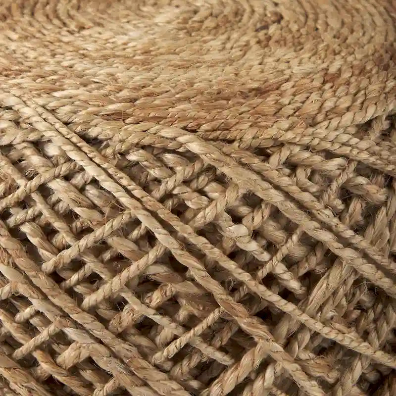 Pouf rond Mercana Allium en laine tissée marron