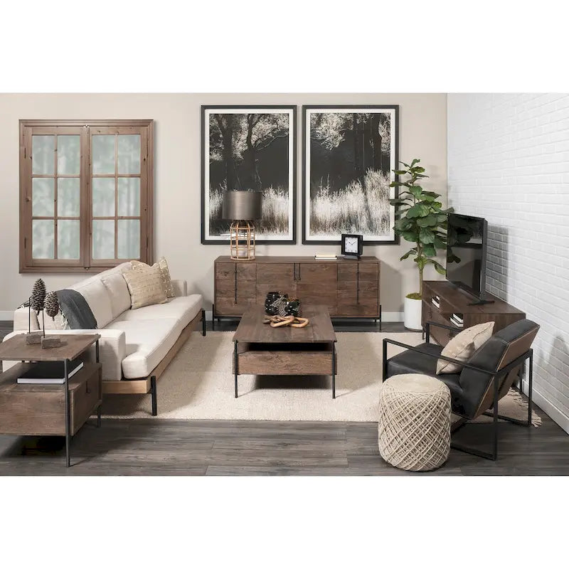 Pouf rond Mercana Allium en laine tissée marron