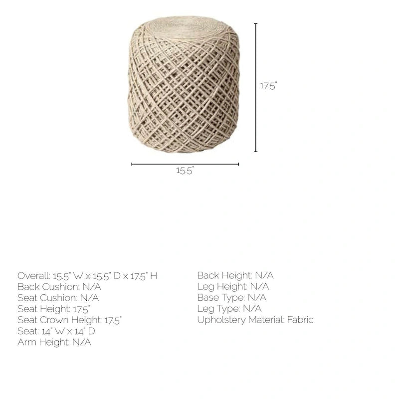 Pouf rond Mercana Allium en laine tissée marron