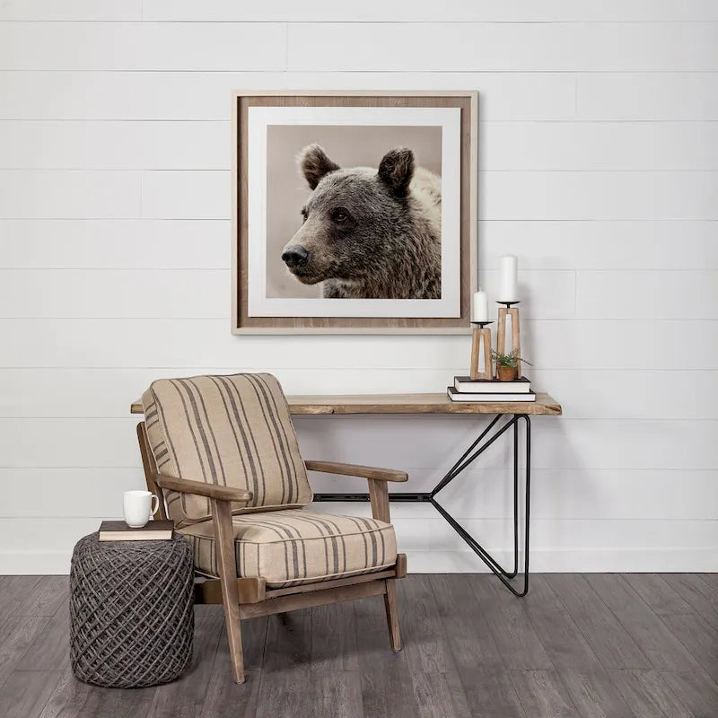 Pouf rond Mercana Allium en laine tissée marron