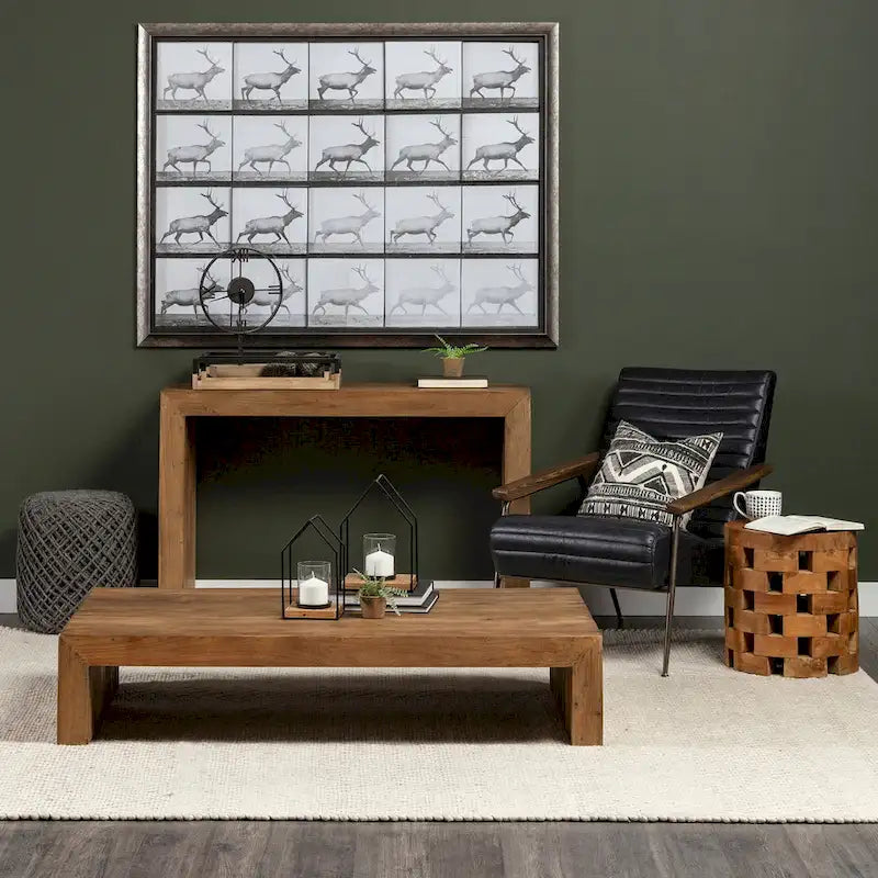 Pouf rond Mercana Allium en laine tissée marron