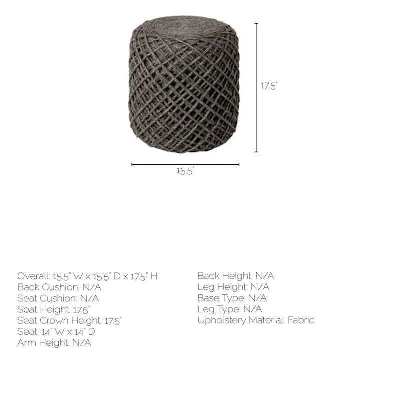 Pouf rond Mercana Allium en laine tissée marron