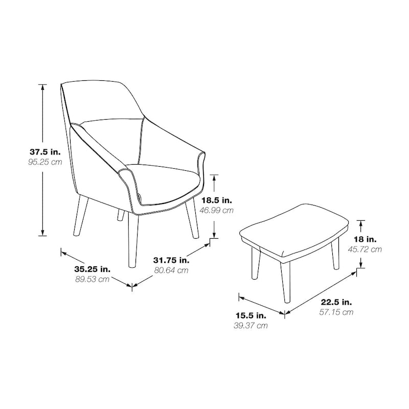 Ensemble fauteuil et repose-pieds Waneta