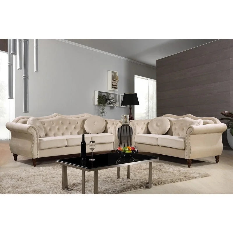 Ensemble de salon 2 pièces Chesterfield clouté Carbon Classic