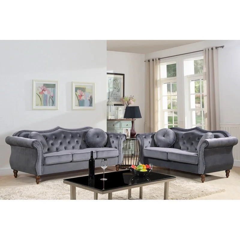 Ensemble de salon 2 pièces Chesterfield clouté Carbon Classic