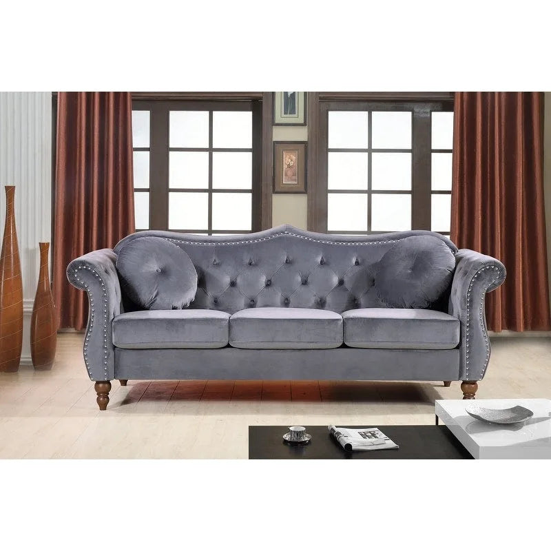 Ensemble de salon 2 pièces Chesterfield clouté Carbon Classic
