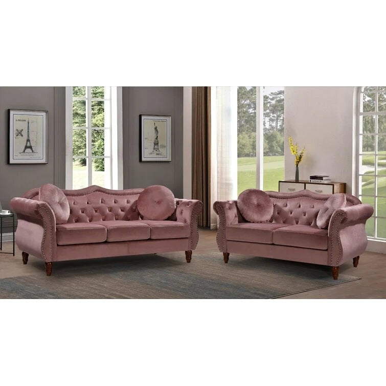 Ensemble de salon 2 pièces Chesterfield clouté Carbon Classic