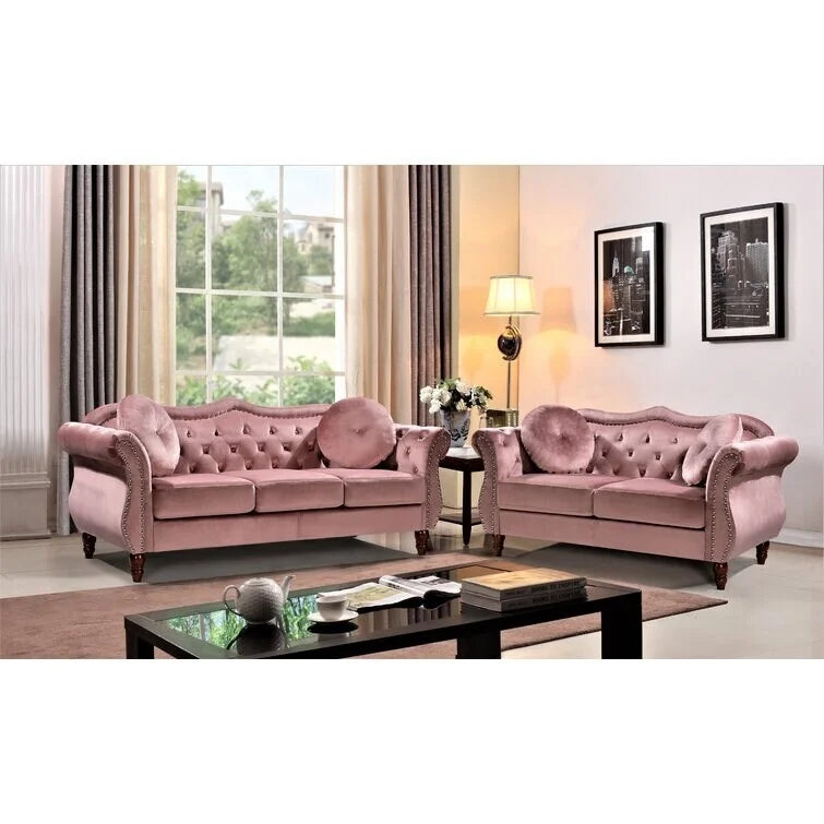 Ensemble de salon 2 pièces Chesterfield clouté Carbon Classic