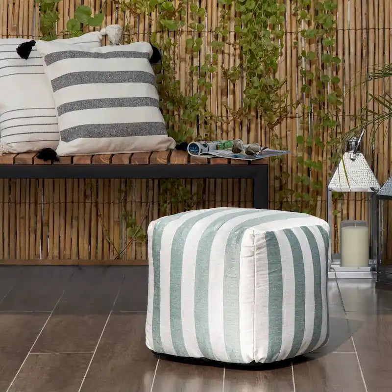 Jani Cape May Pouf carré d'intérieur/extérieur 18 x 18