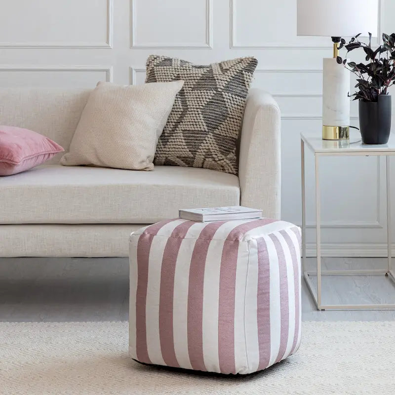 Jani Cape May Pouf carré d'intérieur/extérieur 18 x 18