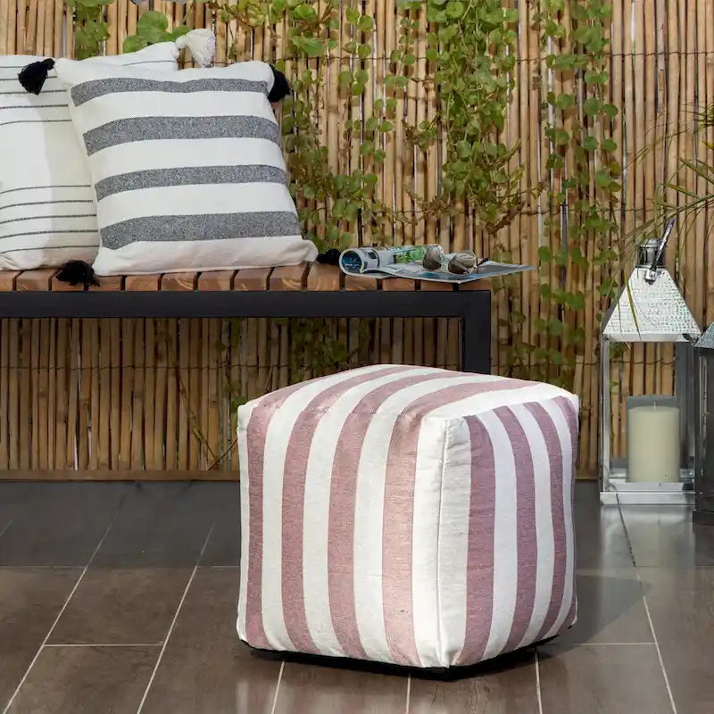 Jani Cape May Pouf carré d'intérieur/extérieur 18 x 18
