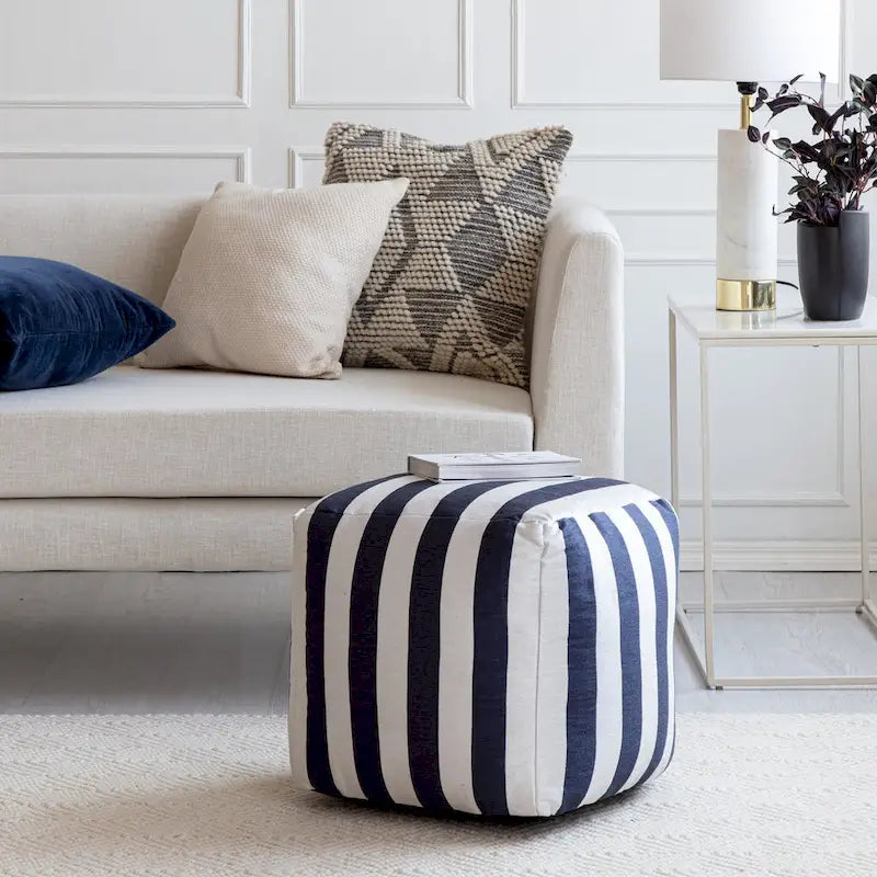 Jani Cape May Pouf carré d'intérieur/extérieur 18 x 18