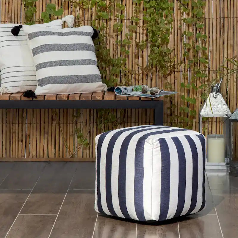 Jani Cape May Pouf carré d'intérieur/extérieur 18 x 18