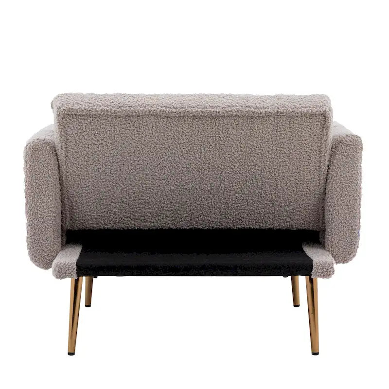 Fauteuil de canapé-lit de salon en tissu Teddy avec pieds or rose