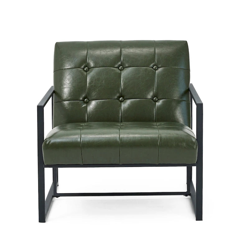 Glitzhome Ensemble fauteuil et ottoman en similicuir touffeté moderne