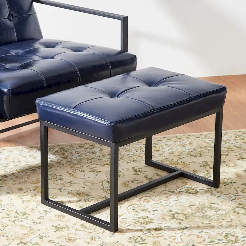 Glitzhome Ensemble fauteuil et ottoman en similicuir touffeté moderne