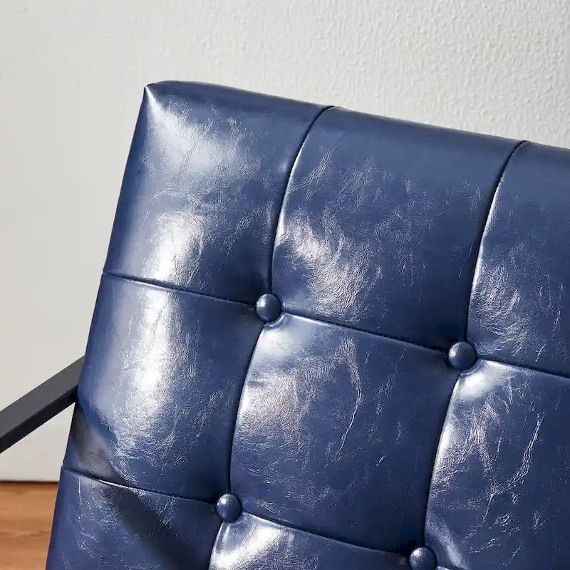 Glitzhome Ensemble fauteuil et ottoman en similicuir touffeté moderne