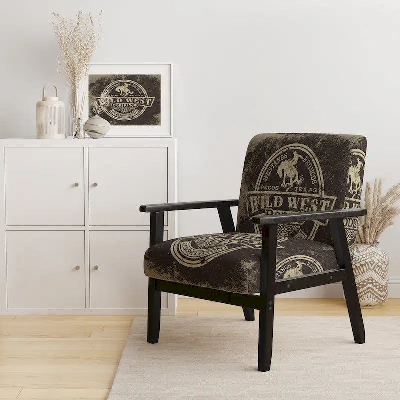 Chaise d'appoint contemporaine de style rustique tapissée Designart Wild West Rodeo - Fauteuil