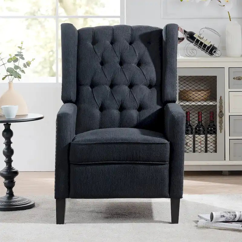 Fauteuil inclinable manuel rembourré de 27 pouces de large, fauteuil de salon avec pieds en bois