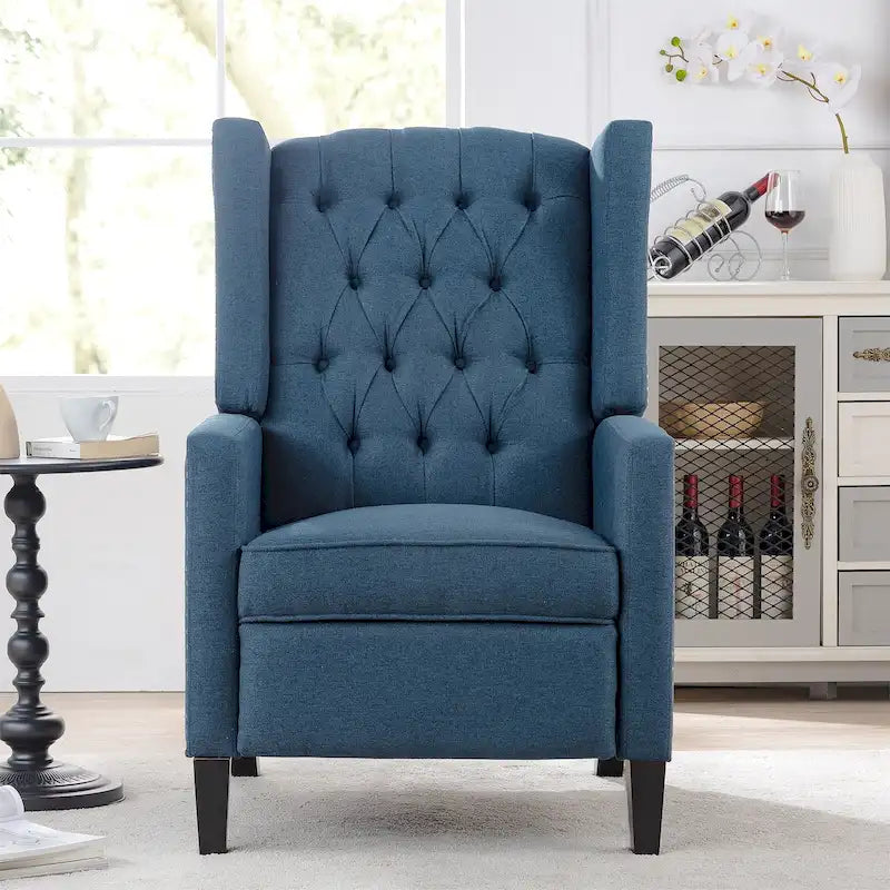 Fauteuil inclinable manuel rembourré de 27 pouces de large, fauteuil de salon avec pieds en bois