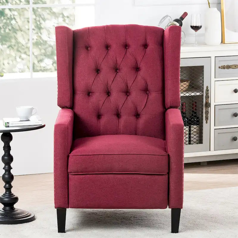 Fauteuil inclinable manuel rembourré de 27 pouces de large, fauteuil de salon avec pieds en bois