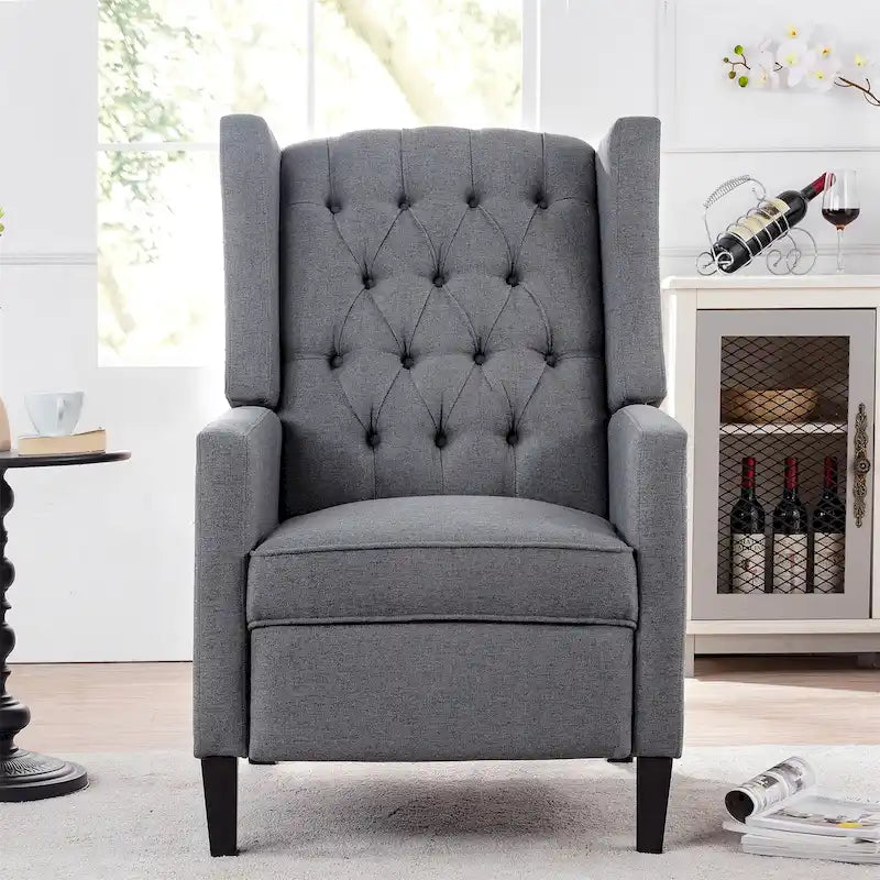 Fauteuil inclinable manuel rembourré de 27 pouces de large, fauteuil de salon avec pieds en bois